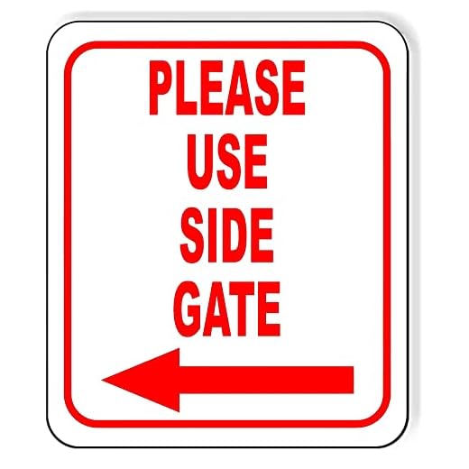 Please Use Side Gate Left Arrow Entrance Sign for Visitors or Delivery Drivers - Metal Signs for Outdoor Gate, Street Signs for Construction Site, Indoor Outdoor Signs for Home, Office - 8.5" x 10"