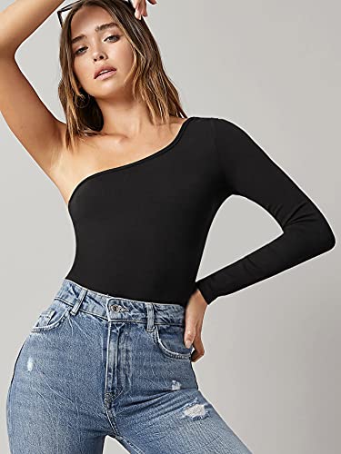 Image of Aahwan Solid One Shoulder Fitted Top for Women's & Girl's