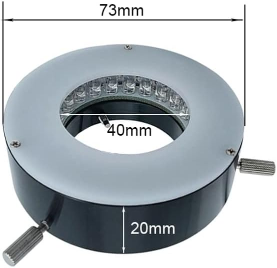 Microscope Illuminators-3W LED Ring Light Source with Diffuser Brightness Adjustable 48 Beads Ring Lamp for Microscope Industrial Camera-Inner 40mm