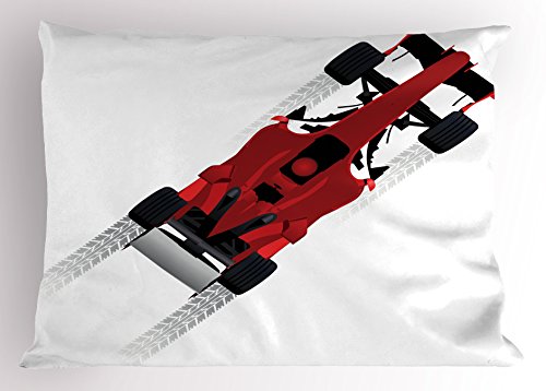 Ambesonne Cars Pillow Sham, Formula Car on Speedway Championship Fast Performance Rally Strong Vehicle, Decorative Standard King Size Printed Pillowcase, 36