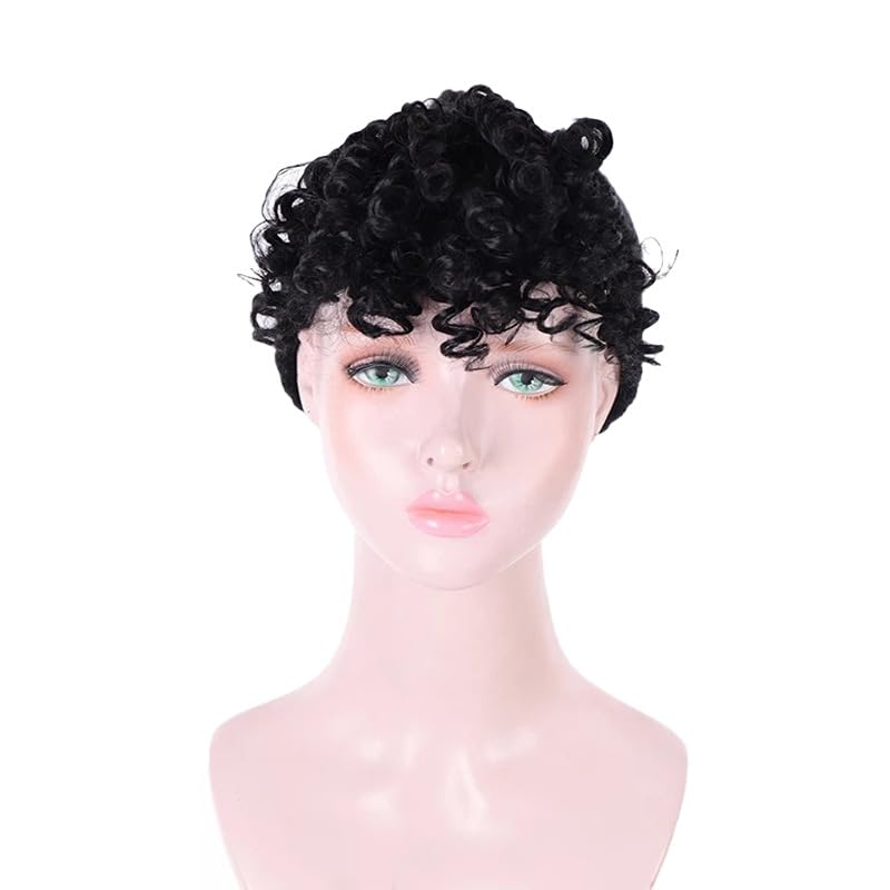 Black Afro Kinly Curly Bangs Clip Natural Fake Fringe Bangs Short Curly Hairpieces Wig with Clip for Women Hair Extensions - Image 2
