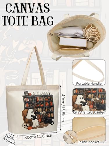 Bolso Tote de Lona Reutilizable para Halloween y Lectura miniatura 4