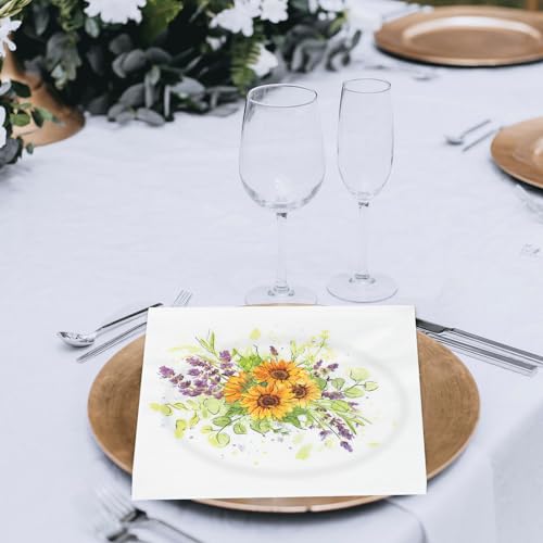 100 Pack Spring Floral Cocktail Napkins, Sunflower Paper Napkins Decorative for Summer Flowers Wedding Tea Birthday Party Bridal Baby Shower Tableware Party Supplies