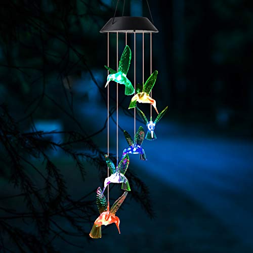 Mother Gift, Gifts For Grandma, Hummingbird Gifts, Hummingbird Wind Chimes Outdoor,Solar Wind Chimes, Gifts For Mom, Birthday Gifts For Women, Garden Gifts, Garden Decor, Yard Decor #TOP1
