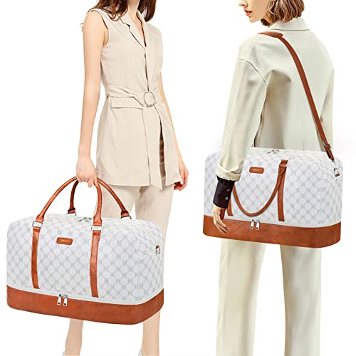 3PCS Weekender Bag for Women Overnight Bag Travel Bag Carry on Duffle Bag with Shoe Compartment Fit 21.5" Laptop - Thumbnail 3