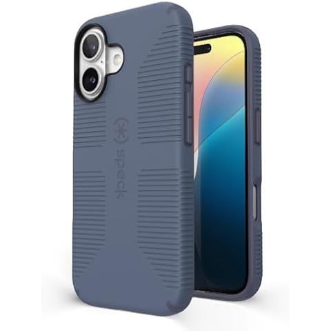 Speck iPhone 16 Case - iPhone 16 Case for Women, and Men - CandyShell Grip Case iPhone 16 Phone Case Slim MagSafe - Mystery Blue/Faded Denim Cover