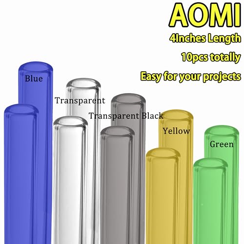 Image of Glass Blowing Tubes, 10pcs 8inch Long Multi-color Borocilicate Glass Tubes