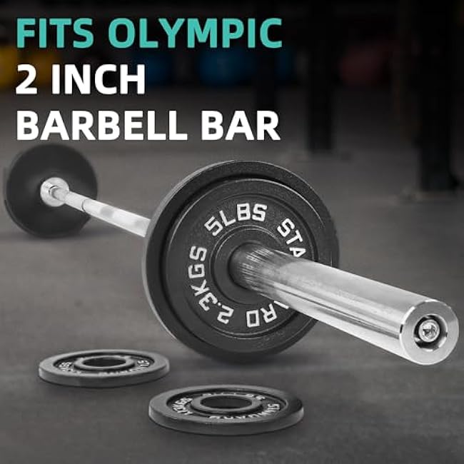 Olympic 2-Inch Cast Iron Barbell Set, Including 255 Pounds Weight Plates Set & 7FT Olympic Bar (300 Pounds Total), Multiple Packages