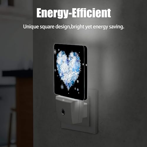 Image of Winter Art Hearts Dusk to Dawn Night Light, Auto Sensor Lamp Home Indoor Stairway Kitchen Corridor, Night Lights Plug into Wall Decor, Boys Girls Women Men Room Gifts
