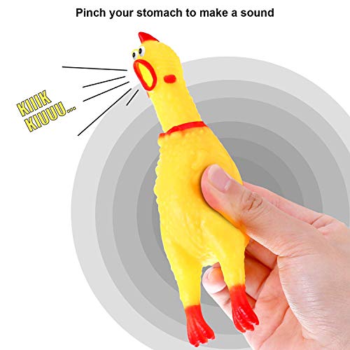 meekoo 6 Packung Gummi Schreiend Hühner Spielzeug Gelb, Quietschen, Neuheit und Dauerhaft, Schrillen Dekompression Werkzeug Gadgets