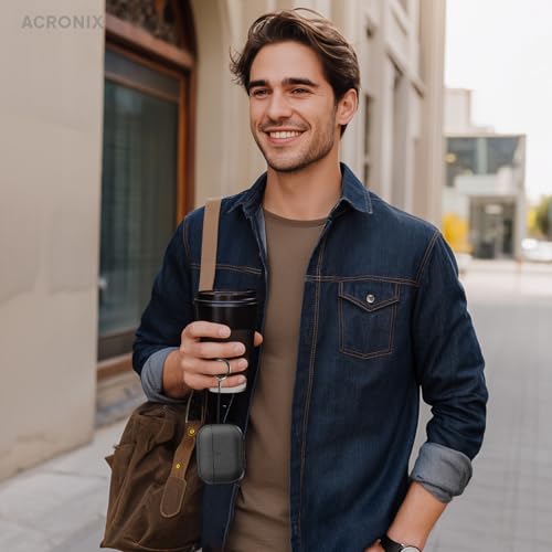 ACRONIX für AirPods Pro 3 Hülle 2025, Soft TPU Hülle für Apple AirPods Pro 3 mit Handschlaufe, Leder-Touch-Design, Baumtextur Airpods Pro 3 Case - Schwarz