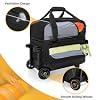 GOBUROS Single Ball Roller Bowling Bag with Wheels and Retractable Handle Extends to 35.4 Inches, Single Bowling Ball Bag with Shoe Compartment and Multiple Accessory Pockets, Black and Gray