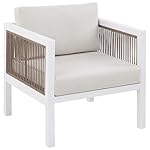 Beliani Gartenlounge Borello 5-Sitzer Weiß & Beige