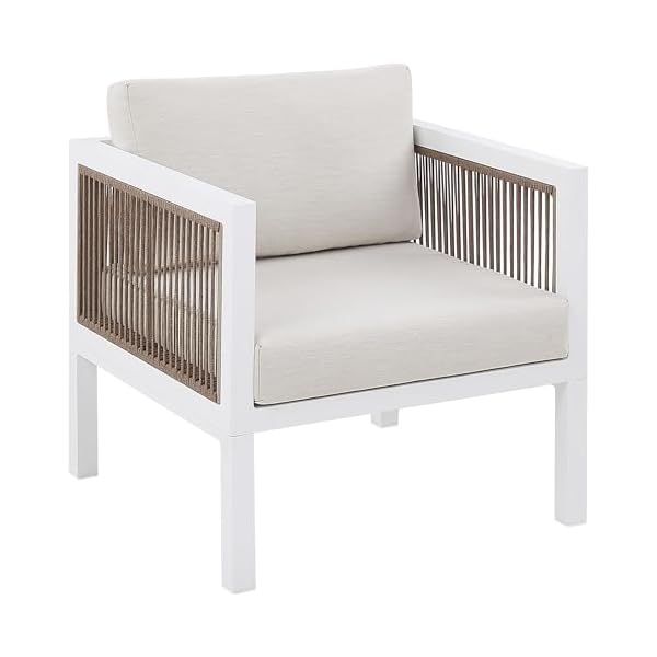 Beliani Gartenlounge Borello 5-Sitzer Weiß & Beige