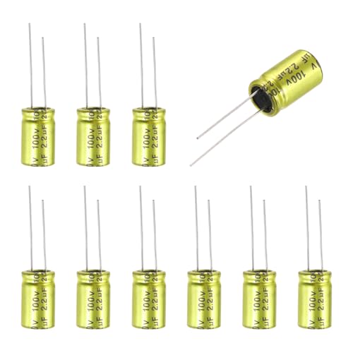 Image of sourcing map 2.2uF 100V Non-Polarized Electrolytic Capacitor, 10mm x 17mm Aluminum Audio Capacitors for DIY Projects Audio Tweeter Frequency Divider Pack of 10