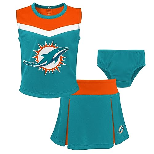 Outerstuff Girls Toddler Aqua Miami Dolphins Spirit Cheer Three-Piece Cheerleader Set
