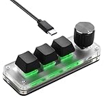 SinLoon Mini Programmable Mechanical Keyboard 3 Keys & 1 Knob with Macro Shortcuts PC Setup for Multi-Device Use | Portable Hot-Swappable Macro Pad for Gaming, Office, Editing
