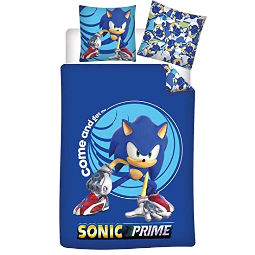 Sonic Prime Blue Bedding Set, 100% Polyester, Duvet Cover 140 x 200 cm + Pillowcase 63 x 63 cm