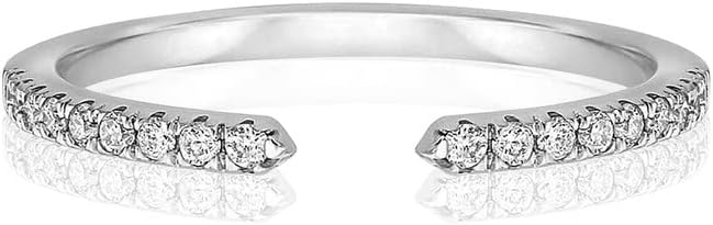 Round Cut White Diamond Open Wedding Band for Women, 14K Gold Finish Ladies Diamond Minimal Open Matching Wedding Band