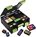Gamegenic Game Castle - All-in-One Double-Sided Storage Case for Cards and Gaming Accessories, 19 Removable Trays in 5 Sizes, Ideal for Cards, Tokens, Dice and Tools, Black/Green Color, Made