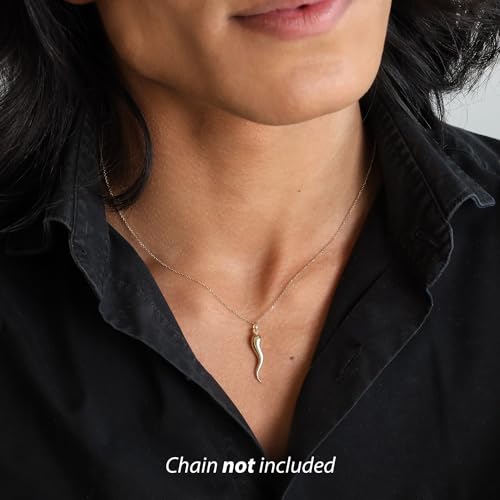 Lucchetta 14K Italian Gold Horn Pendant Hollow for Him and Her, Suitable for Gifting Handmade in Italy, Hypoallergenic Made to Last - Fits Perfectly up to 4mm Necklace3