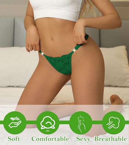 Image of Banamic Sexy Thongs for Women G-String Thongs with Double Straps Panties | Floral Pattern, Lace Breathable Fabrics, Elastic, All-Day Comfort for Romantic Dates, Daily Wear