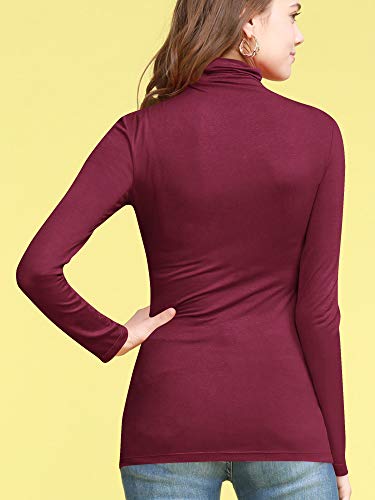 Image of Lock and Love Women's Turtleneck Top Lightweight Long Sleeve Slim Fit Pullover, Soft Rayon Stretch Layering Basic, S-3XL