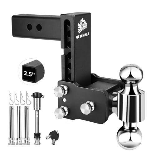 METOWARE Adjustable Trailer Hitch - Drop Hitch - Tow Hitch Fits 2.5 inch Receiver - 6inch Drop/Rise, 2
