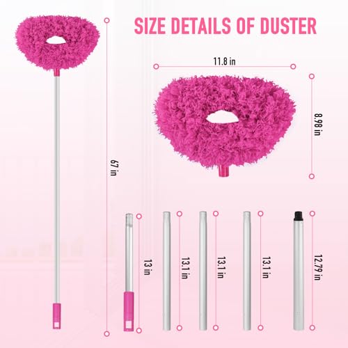 Image of Ceiling Fan Duster - Extended Fan Blade Cleaner, Reusable Microfiber, Adjusts 13 to 67 Inch for Cleaning Walls, Cobweb, Door, Window Top
