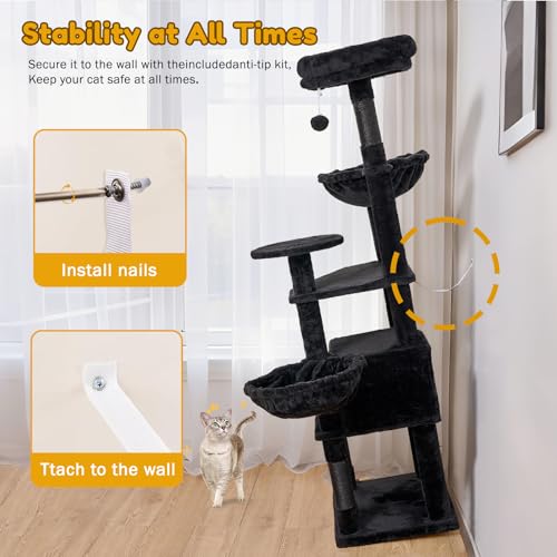 Árbol para gato grande con rascador y múltiples niveles miniatura 6