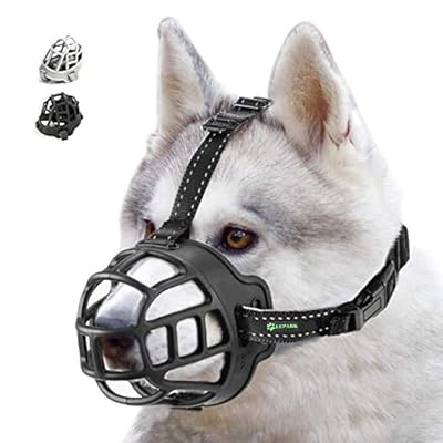 ILEPARK Dog Muzzle, Soft Silicone Basket Muzzle for Dogs, Breathable Mouth Cover and Adjustable Straps, Anti-Biting, Barking and Chewing. (Size 3,Black)