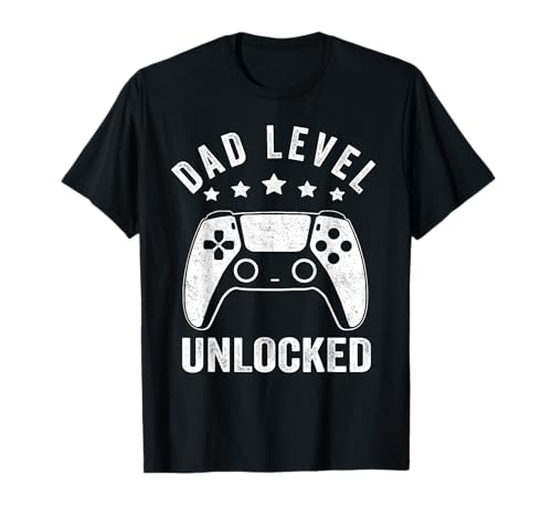 Homem Dad Level Unlocked t-shirt Gamer Soon To Be pai presentes t-shirt, Preto