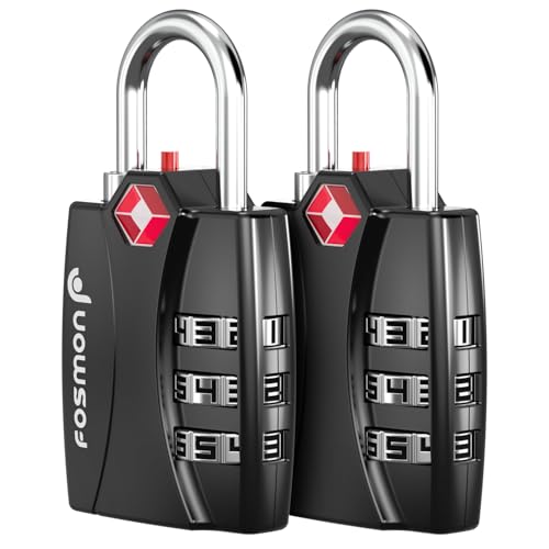 Image of Fosmon TSA Approved Luggage Locks, 3 Digit Combination Padlock, 2 Pack | Open Alert Indicator, Durable Alloy Body, Backpack Zipper Anti Theft, Gym Locker Gun Case, Camping Tent Security