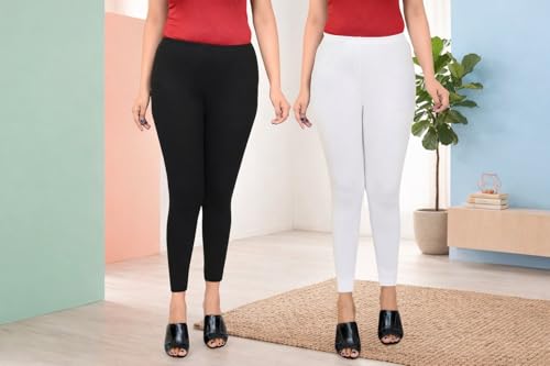 Image of Women Ankle Length Leggings Combo Pack Stretchable Comfortable Slim Fit High Waist Leggings for Women Ankle Length Soft Fabric