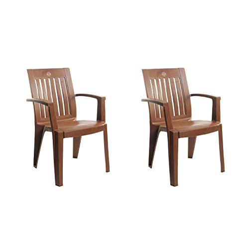 Image of CELLO Prominent Chair Set Pack of 2 - Sandalwood Brown | Strong and Durable | Easy to Clean | Chair for Living Room, Bed Room, Kitchen, Office Room, Outdoor | 3 Years Warranty