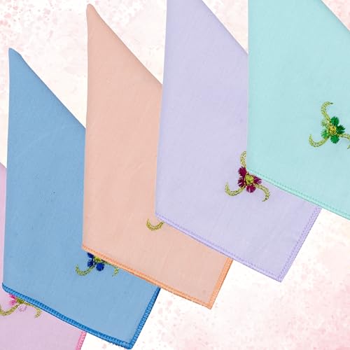12 Pcs Womens Embroidered Handkerchiefs 100% Cotton Premium Vintage Assorted Soft Ladies Hankies4