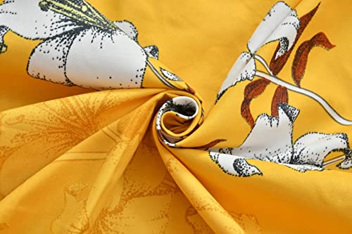Image of KAWI Single Bedsheet Elastic Fitted Glace Cotton With 1 Pillow Cover 200 Tc Floral(Size 72X48X Up To 8 Inches Mattress)-Mustard Color,Small Single