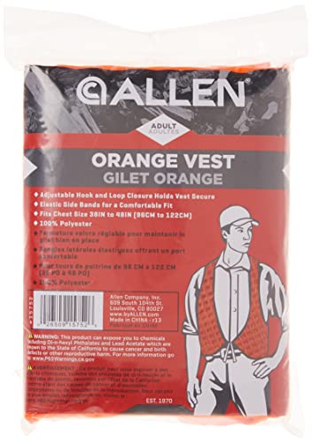 Allen Company Adult Blaze Orange Hunting Vest with a Hook and Loop Closure - High-Visibility Saftey Gear for Men and Women - Fits over Clothes and Jacket - Large - Thumbnail 6