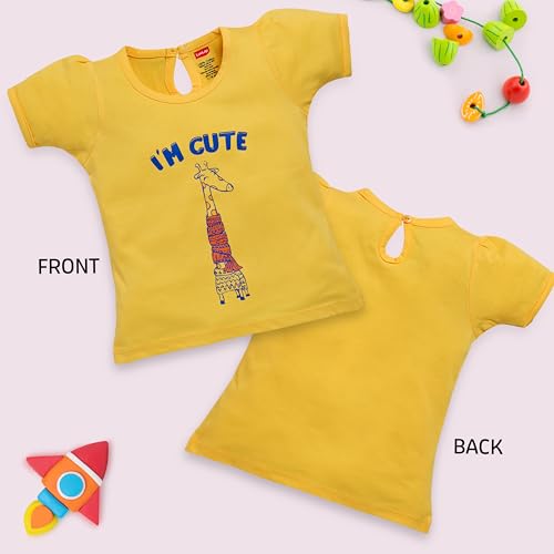 Image of LuvLap Baby Girls Regular Fit 100% Cotton Half Sleeves Girls Top Pack of 5