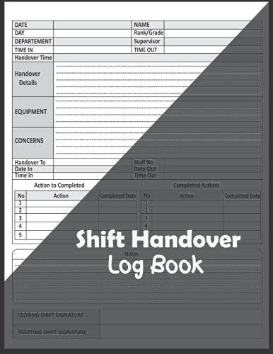 Shift Handover Log book: Daily Staff Communication Record , Shift Handover Organizer for Recording Duty, Work Shift Management Logbook, Shift Communication Log Book 120 Pages