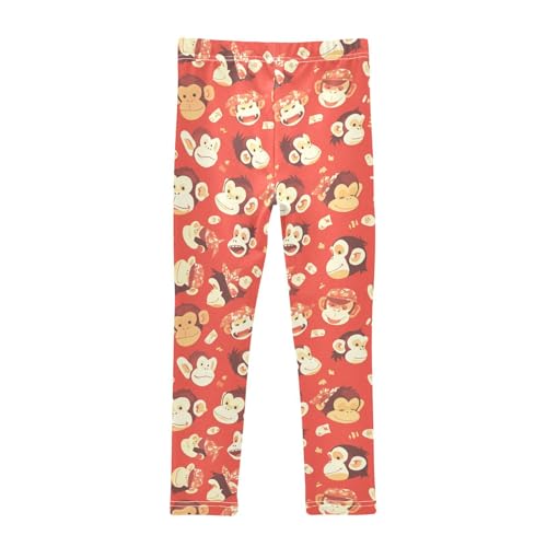 KLL Monkey Red Girls Leggings Stretchy Full Length Dance Pants Exercise2