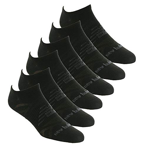 New Balance Flat Knit No Show 6-Pair Black LG (Men's Shoe 9-12.5, Women's Shoe 10-12)