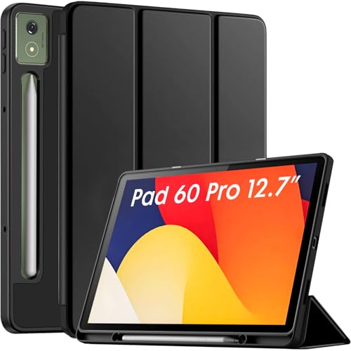 Image of Robustrion Case for Moto Pad 60 Pro 12.7 inch Cover Case with [Pencil Holder] [Soft Flexible Case] for Motorola Pad 60 Pro Cover 12.7 inch [Auto Sleep Wake Support] - Black