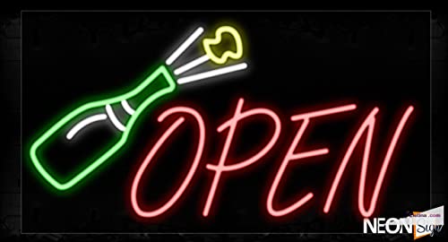 Real Neon Led Tubes Open With Wine Bottle Sign Handmade Lamp Neon Signs For Wall Decor PVC 14"x17"
