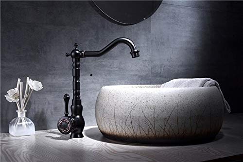 Robinet de lavabo bronze huilé noir avec mitigeur pivotant à 360 pour salle de bain