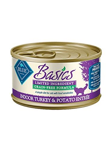 Blue Buffalo Basics Grain-Free Indoor Turkey & Potato Entree For Adult Cats (Pack of 24 3-Ounce Cans)