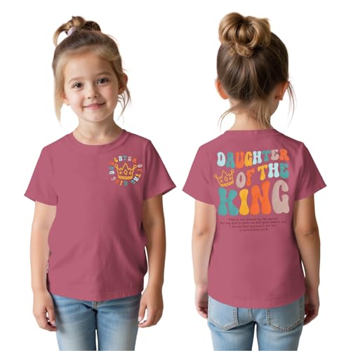Toddler Baby Girl Christian Shirts Daughter of The King T-Shirt Religious Faith Tee Inspirational Short Sleeve Top