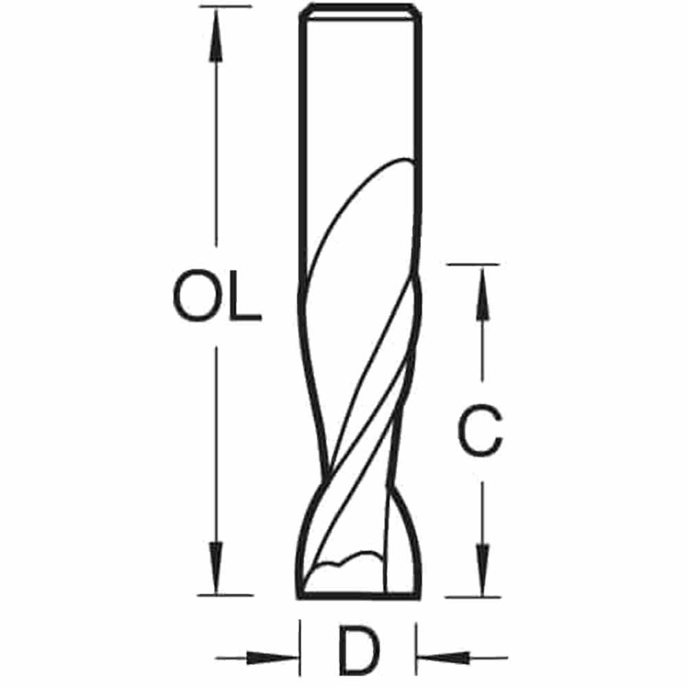 Trend fresa elicoidale up-cut 12,7 mm, gambo 1/2, taglio 50,8 mm | Per scanalature e incavi nel legno: fresa elicoidale up-cut Ø12,7 mm, 50,8 mm, carburo di tungsteno pieno S55/6X1/2STC