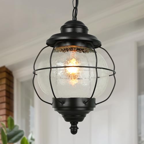 Classy Leaves OUTDOOR PENDANT LIGHTS FOR PORCH 10-Inch Black Farmhouse Outdoor Pendant Light Fixture cover