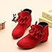 IWIHMIV Girls Ankle Boots Kids Short Booties with Side Zipper Fashion Comfortable Low Heel Dress Shoes（Red,3.5
